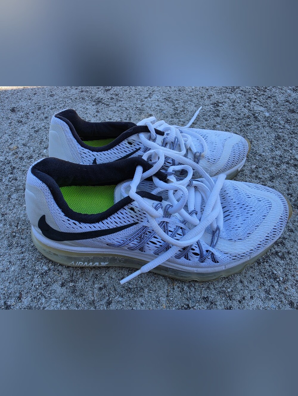 Nike Air Max 2015 Running Shoes White Black 698903-101 Women's Size 6.5